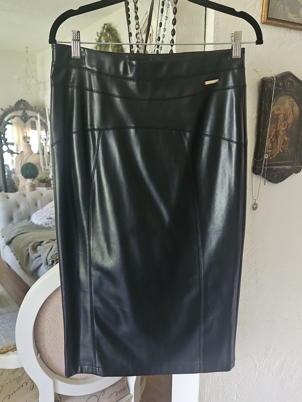 NWT Marc New York Black Faux Leather Pencil Skirt